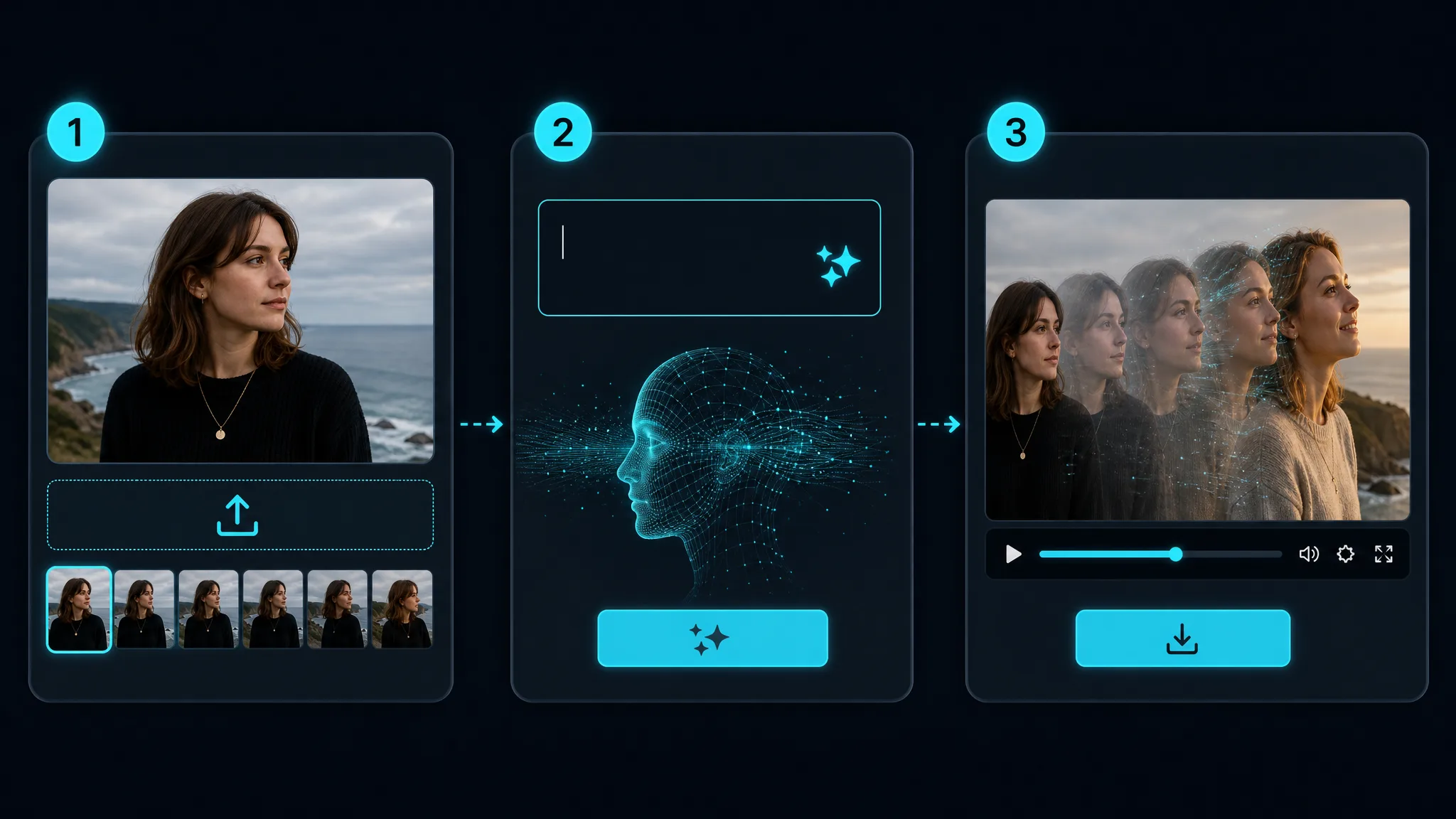 A visual explanation of choosing a first frame and last frame before generating video
